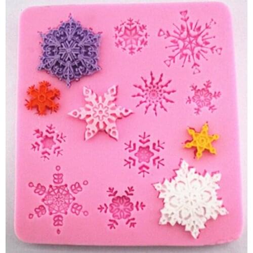 Wholesale Silicone mold K147 Mini snowflake shape clay mold decoration Fondant cake mold Free shipping