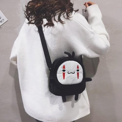 No Face Man Cartoon Plush Backpacks Toys Hayao Miyazaki Spirited Away Anime Plush Bag Dolls Adjustable Strap Bag Gift for Girls