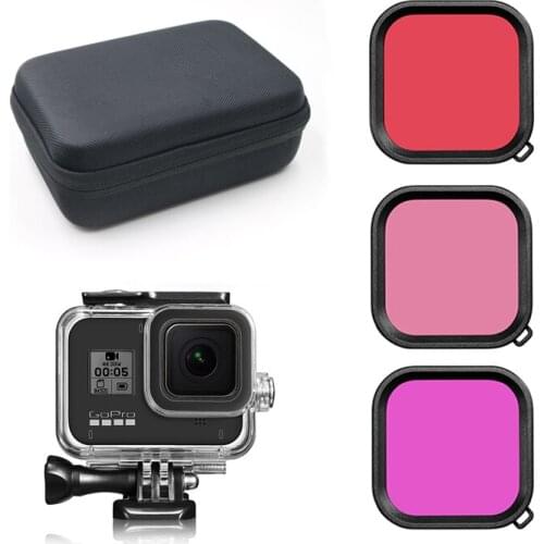 Underwater 45M Waterproof Housing Diving Case Dive Filter & Housing & Bag Kit for GoPro Hero8 Black Go Pro Camera Accessories