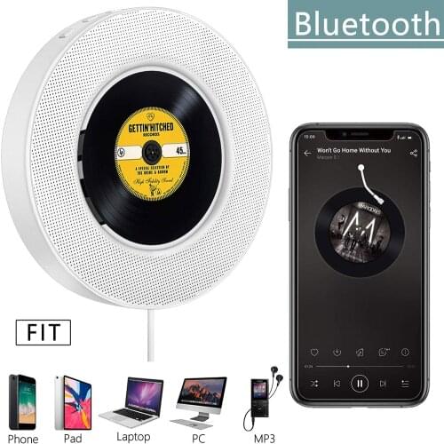 Portable CD Player Wall Mounted Bluetooth CD CD-R CD-RW MP3 WMA Player TF Card AUX Audio Input