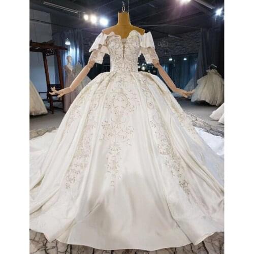 Plus Size Wedding Dress 2021 New Bride Heavy Beads Luxury Lace Embroidry Of Super Fairy Dream Satin Vestidos De Novia