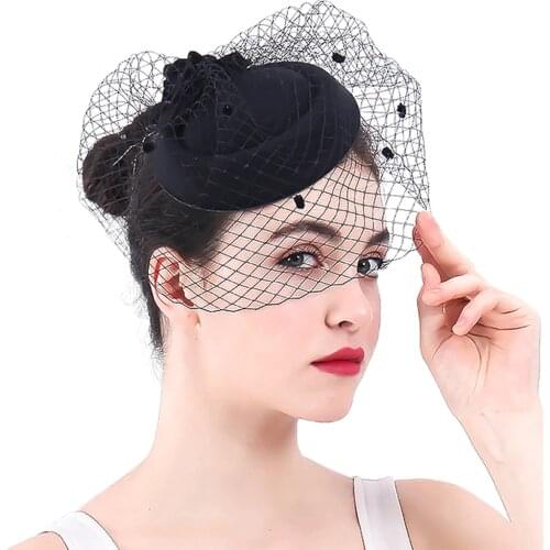 Black Flower Hat Wedding Bride Headpiece Mesh Women Weddings Fascinators Accessories For Ladies Elegant Party Chapeau Caps