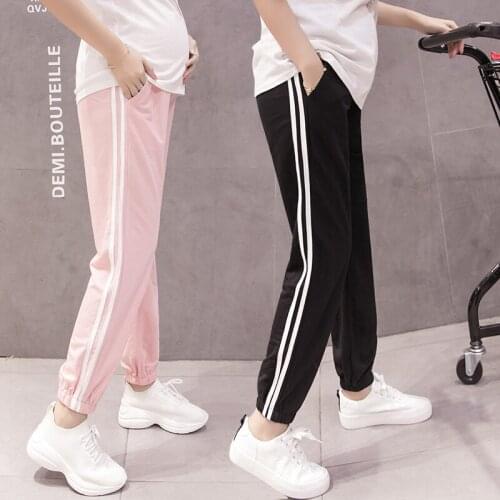 Maternity pants autumn Casual Pants Loose Casual Side Strip Sweet Style Belly Support Pants Maternity Trousers