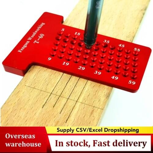 T60 T-type Woodworking Scriber Aluminum Alloy Caliper Ruler Mark Line Wood Gauge Precise Scale and Clear Wear-Resistant