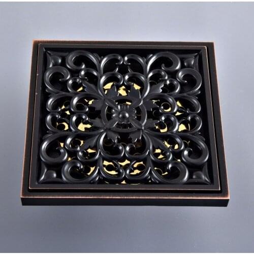 Oil Rubbed Bronze Floor Drains Shower Floor Drain Bathroom Deodorant Euro Square Floor Drain Strainer Cover Grate Waste thr094