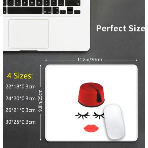 Product Woman Who Wears A Fez Mouse Pad DIY Print Fez Tunisia Turkey Hat Eastern Tunisian Hat Turkish