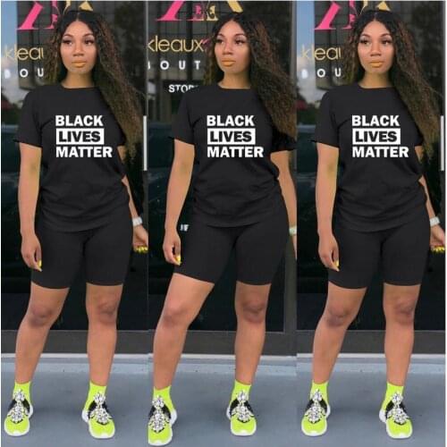 Ueteey New Two-piece "BLACK LIVES MATTER"Slogan Design Home Wear Pant Set
