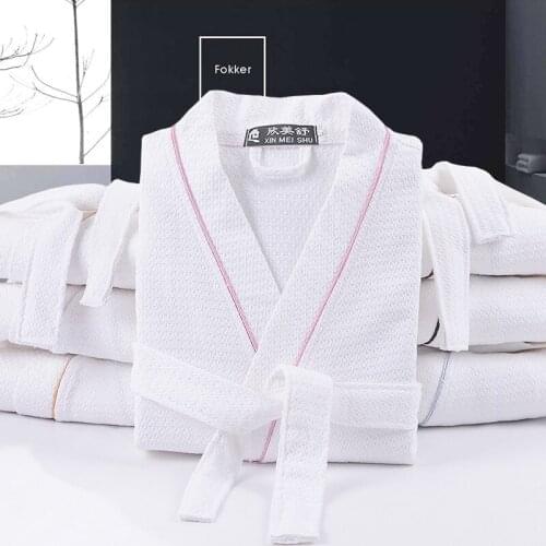 Waffle Bathrobe Women 100% Cotton Summer Kimono Plus Size Long Robe for Women Thin Bath Robe Bride Robes Couple Home Bathrobe