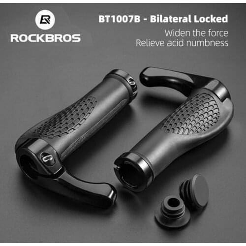 ROCKBROS Bicycle Handlebars MTB Bike Grips Horns Shofar Vice Handlebar Shockproof Dust-proof Bike Grips Rubber Bilateral Locked