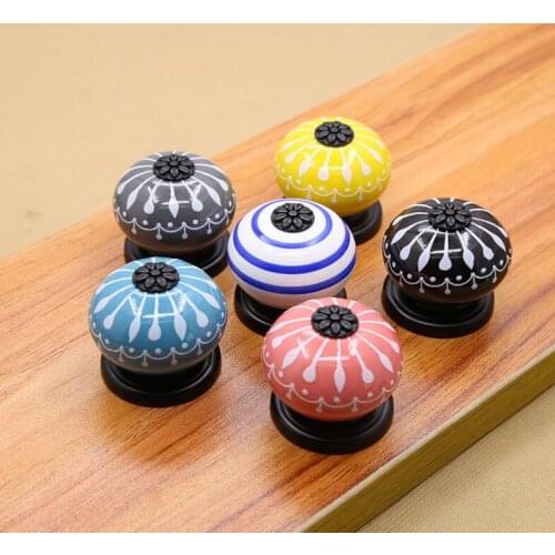 Vintage Black Ceramic Hand-painted Art Drawer Knob and Pulls Ceramic Furniture Hardwares