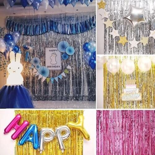 Balloon rain curtain birthday party background wall dress up stage banner tassel curtain party decoration wedding decor