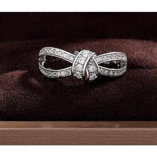 YOUHAOCC New Exquisite Fashion Ladies Knotted Ring Cute Girls Daily All-match Zircon Ring Fashion Jewelry Ladies Accessories