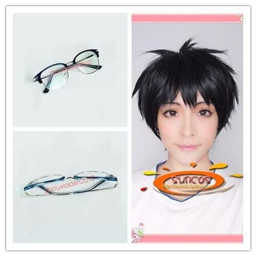 Yuri on Ice Yuri Katsuki Cosplay Yuri!!! on Ice black short cosplay wig + Heat resistance fibre glasses Free shipping