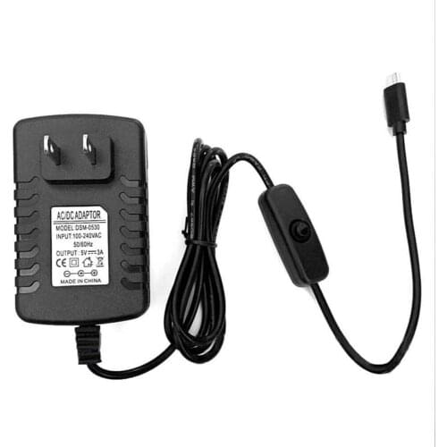 For Raspberry PI 3 US Plug 5V 3A Charger DC/AC Adapter with Switch Button Micro USB for RaspberryPi3 Dropshipping Freeshipping