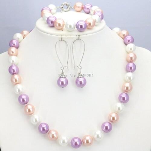 Hot Sale 10mm Glass Pearl Round Beads Women Girls Necklace Bracelet Earrings Sets Christmas Gifts Accessories DIY Jewelry Making