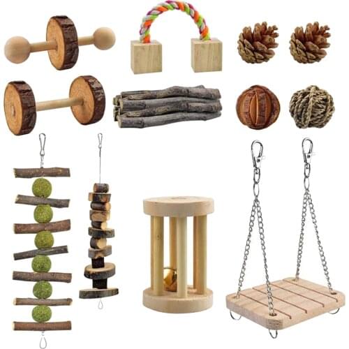 12x Hamster Chew Toys Natural Wooden Guinea Pigs Rat Chinchillas Toy Accessories