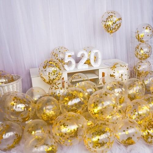 1set Gold Star Shiny Confetti Latex Balloon Glitter Clear Transparent Balls Baby Shower Birthday Party Wedding Decoration Supply