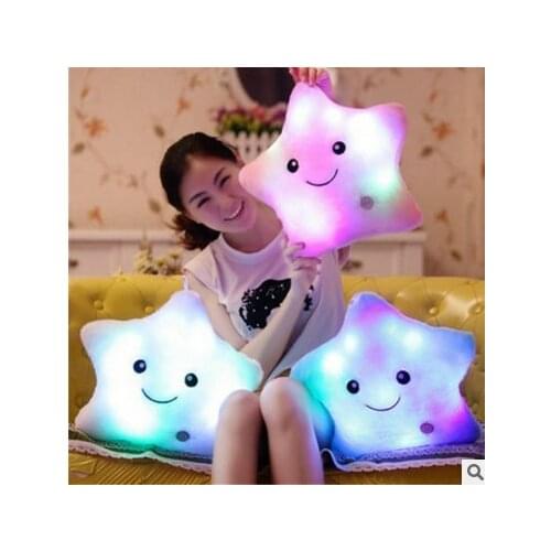 1pc 38cm Colorful Star Shape Toys Star Glowing LED Luminous Light Pillow Soft Relax Gift Smile Body Pillow Valentines Gift W0085
