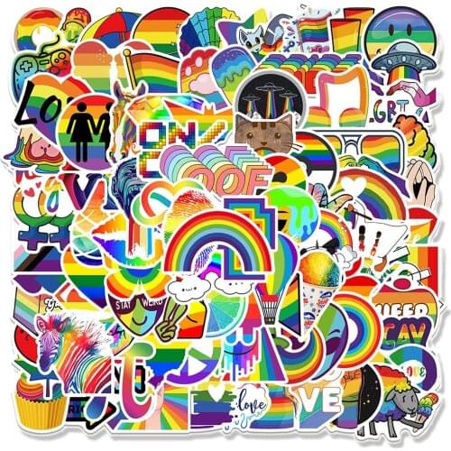 10/50/100 Pcs Cartoon Rainbow Stickers Graffiti for Laptop Bike Car Skateboard Guitar Luggage Helmet Waterproof Decal Toys