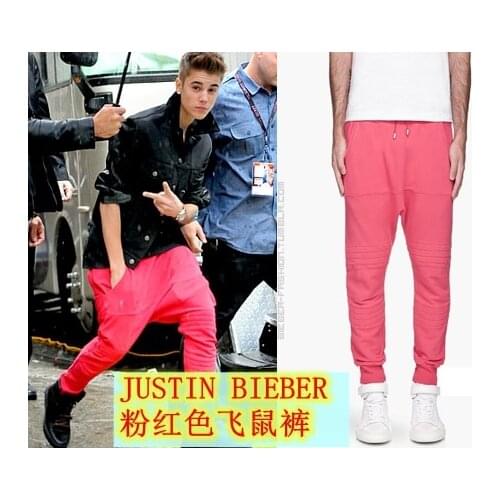 27-36 ! New mens fashion Nightclub JustinBieber pink harem pants plus size trousers stage singer costumes clothing