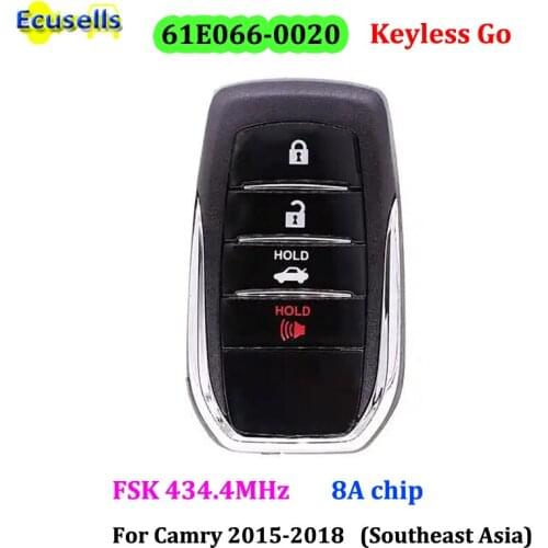 3+1 Button FSK 434.4MHz Keyless-Go Remote Key Board 61E066-0020 8A CHIP TOY12 for Toyota Southeast Asia Camry 2015-2018