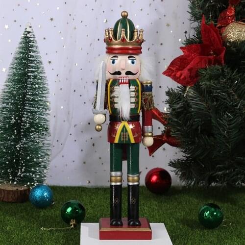 30cm Wooden Nutcracker Solider Figures Model Puppet Doll Toy Home Decor