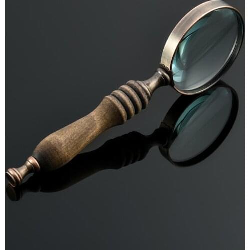 3X Metal Frame Handheld Magnifying Glass Optical Glass Lens Wood Handle Magnifier for Reading