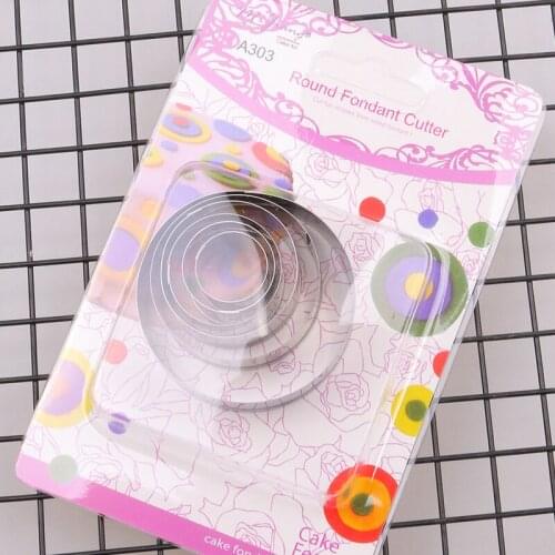 6pcs/set Mijiang Stainless Steel Round Shape Cake Decorating Tools Fondant Polymer Clay Cookie Cutter Slicers Bakeware MX10