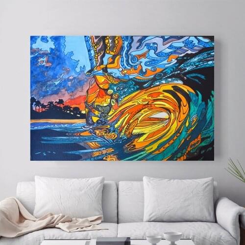 Abstract Hawaii Surf Artwork Canvas Art Print Painting Poster Wall Pictures For Living Room Decor Home Decorative No Frame