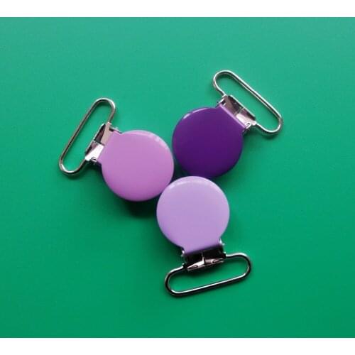 By DHL Free Shipping!500pcs Enamel Round Suspender Clips With Plastic Teeth,Metal Pacifier Clips For 25MM Ribbon,Mix 21 Colors