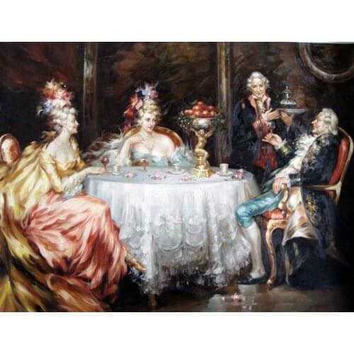Free shipping classical noble dinner canvas prints court figures dame oil painting printed on canvas wall art decoration picture