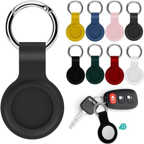 For Apple Airtags Liquid Silicone Case With Buckle For Air Tag Airtags Apple Locator Tracker Anti-lost Device Protective Sleeve