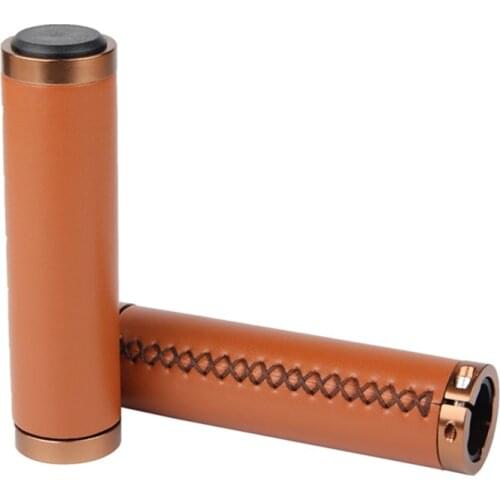 Retro Grip Cover Mountain Bike Bicycle Non-slip PU Leather Foldable Handlebar Cycling Accessories Black Brown With Locking Ring