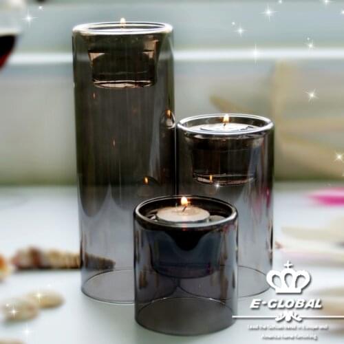 Black Transparent Candle Holder Nordic Glass Romantic Modern Candle Holder Table Suporte Celular Mesa Home Decoration DG50CH