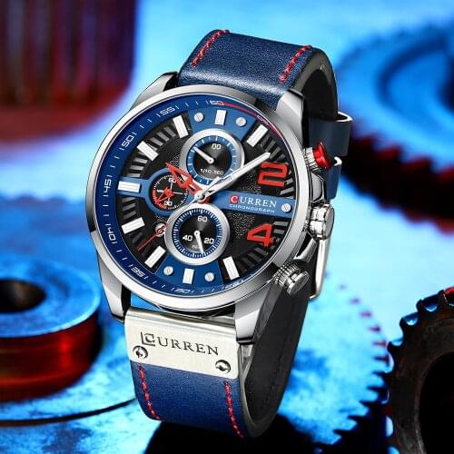 CURREN Man Luxury Big Brand Leather Quartz Wristwatches with Chronograph New Fashion Trend Male Watches