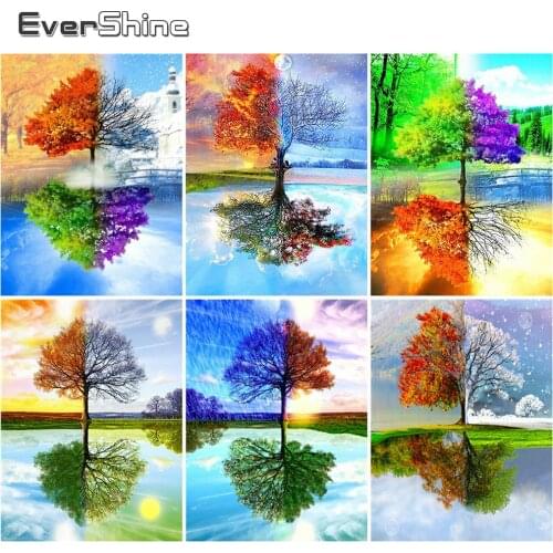 Evershine 5D DIY Diamond Embroidery Season Tree Diamond Painting Full Square Landscape Cross Stitch Mosaic Art Home Decoration