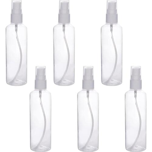 6pcs 200ml Spray Bottles Portable Refillable Empty Transparent Plastic Bottles for Travel Household Cleaner Essential Oils