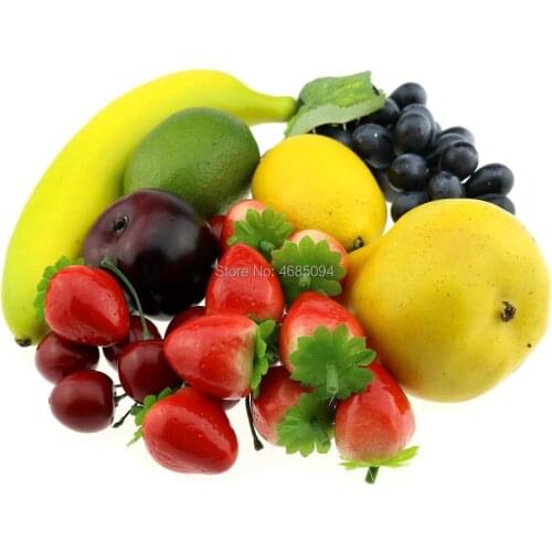 Gresorth Fake Fruit Artificial Grape Brin Pear Banana Strawberry Lemon Home Party Decoration Realistic Food Kitchen Toy