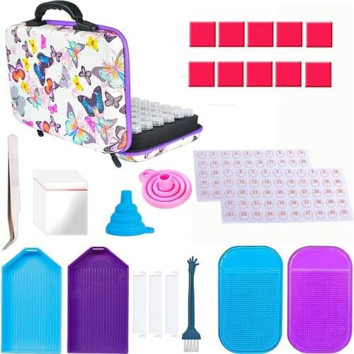 Diamond Painting Storage Containers,60 Slots Diamond Storage Case with Diamond Painting Accessories and Tools,Portable Case for