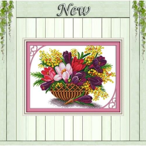 Beautiful Magnolia flower Colorful,Pattern print on fabric DMC 11CT 14CT Cross Stitch kits,needlework Set DIY crafts embroidery