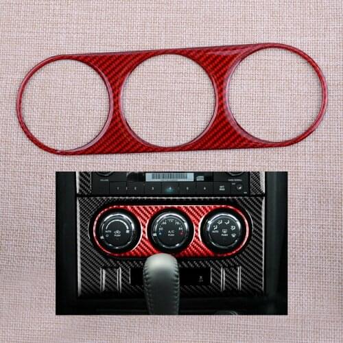 Car Red Carbon Fiber Console AC Switch Panel Cover Trim Accessories Fit For Dodge Challenger 2008 2009 2010 2011 2012 2013 2014