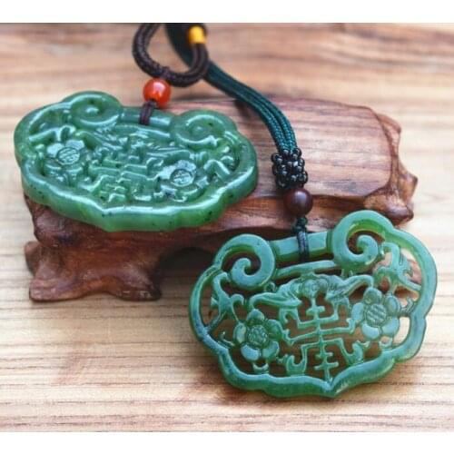 Jasper Pendant Natural Real Green HETIAN Nephrite Pendant Necklace Hollow-out Pendant Gift for Women Jades Jewelry