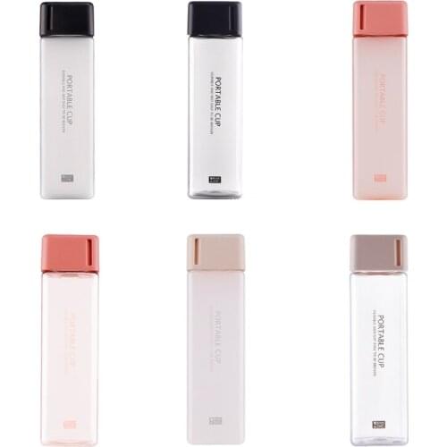 Square Simple PP Water Cups for Male and Female Students Korean Style Water Cups Portable Drop-proof and Leak-proof Cups