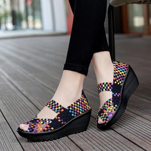 Summer Shoes Women Flat Platform Casual Walk Shoes Breathable Fashion Woven Sneakers Female Flats Tenis 5 CM Non-slip Zapatos