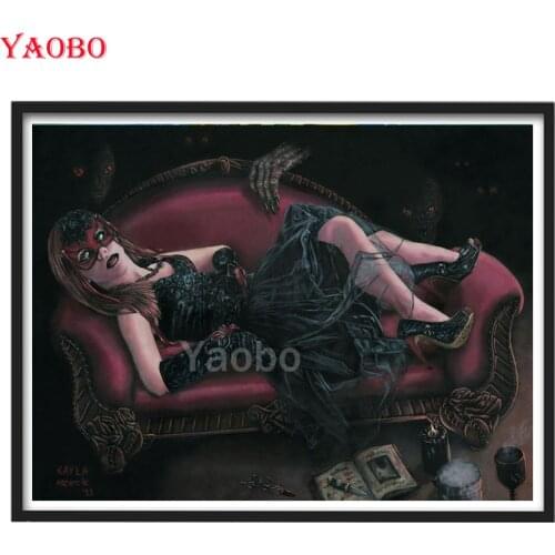 Mask woman horror ghost 5D Diy Diamond Painting Full Square Halloween Gift Diamond Embroidery Pictures Mosaic Home Decor