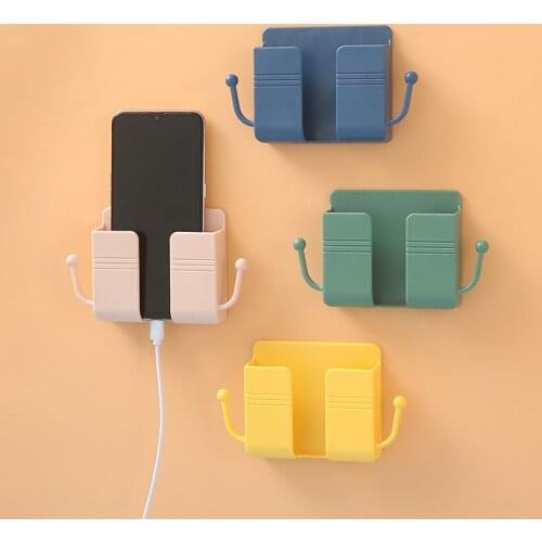 Pure Color ABS Multifunction Wall Mounted Remote Control Organizer for Household Storage Box Phone Holder Stand
