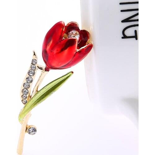 Fashionable and Elegant Tulip Brooch Rhinestone Clothing Jewelry Accessories Wedding Jewelry Brooch Mothers Day Gift