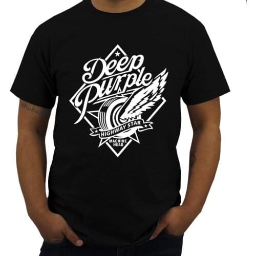 Male Black Tshirt Black Deep Purple Mens Short Sleeve T-shirt - Small - Highway Star Shubuzhi Brand Cotton T-shirt