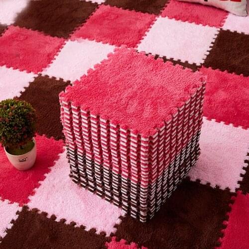 25x25x1CM Living Room Bedroom Children Soft Patchwork Carpet Splice Baby Playmat Non-slip Jigsaw Carpet Self-adhesive Mat