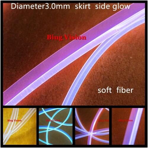 Skirt edge soft supper bright side glow optical fiber lighting cable 3.0mm diameter for car glowing fiber optics